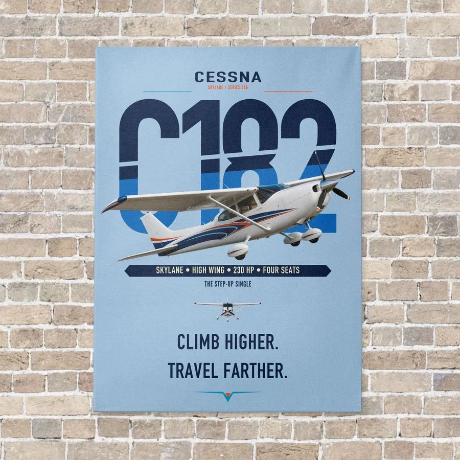 Cessna 182 Skylane vertical canvas print - no frame - light blue background