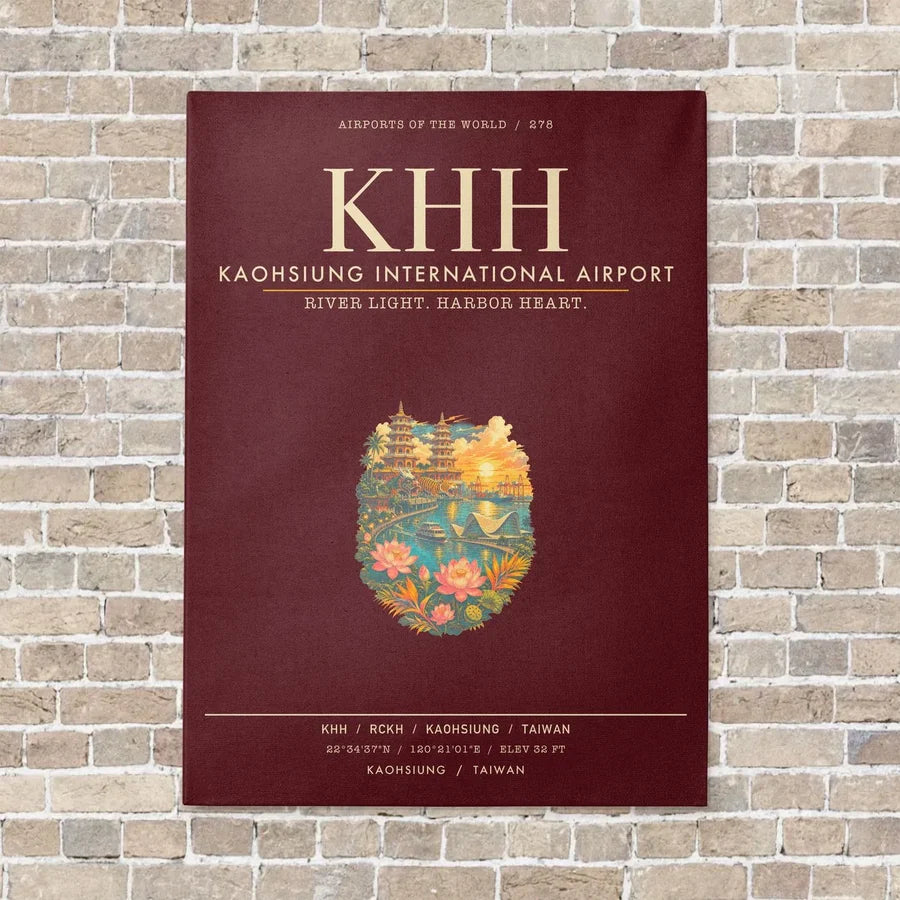 Kaohsiung International Airport KHH - Canvas Framed - Dark Red