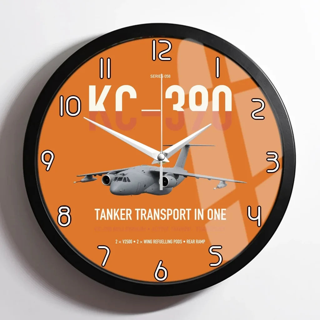 Embraer KC-390 Millennium design on orange framed wall clock