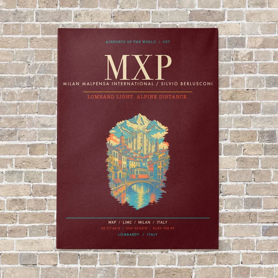 Milan Malpensa International Airport Silvio Berlusconi MXP - Canvas Framed - Dark Red