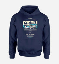 Thumbnail for Cessna 150M design on navy blue double-side hoodie, single-side print
