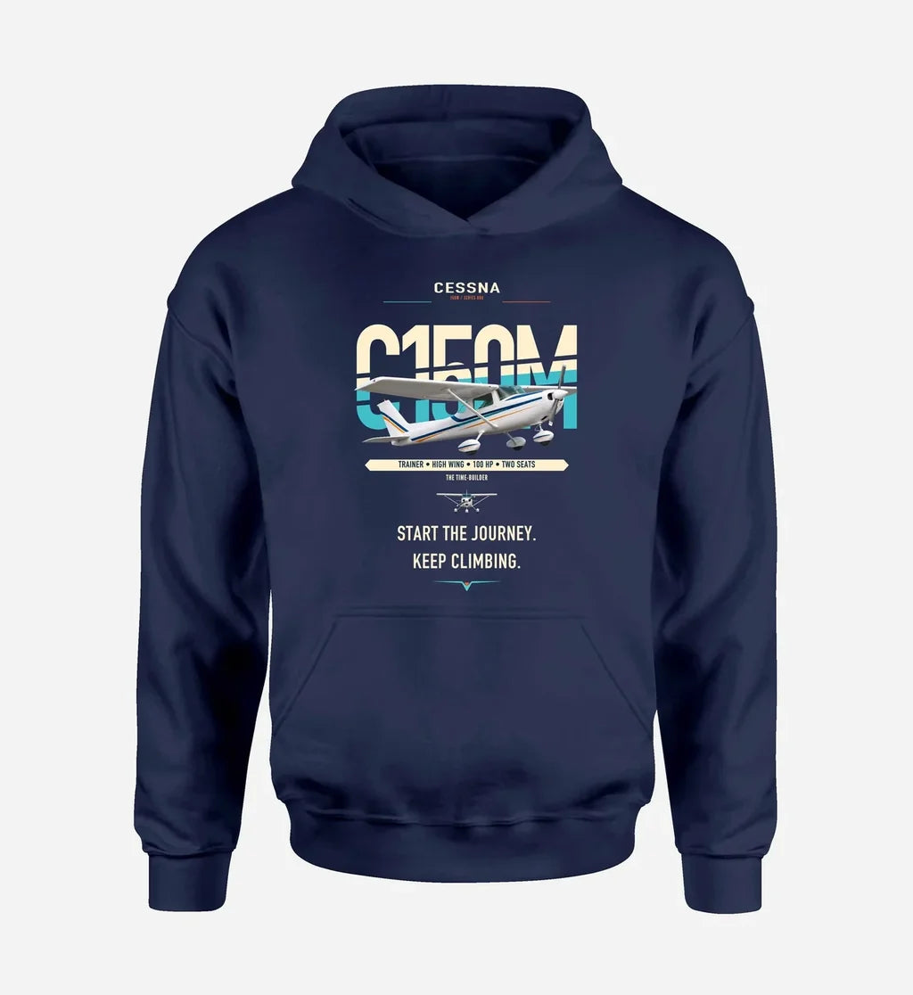 Cessna 150M design on navy blue double-side hoodie, single-side print