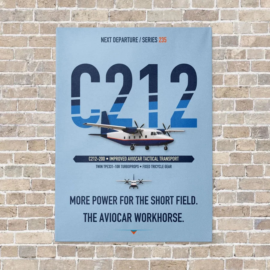 CASA C-212-200 Aviocar vertical canvas print - no frame - light blue background