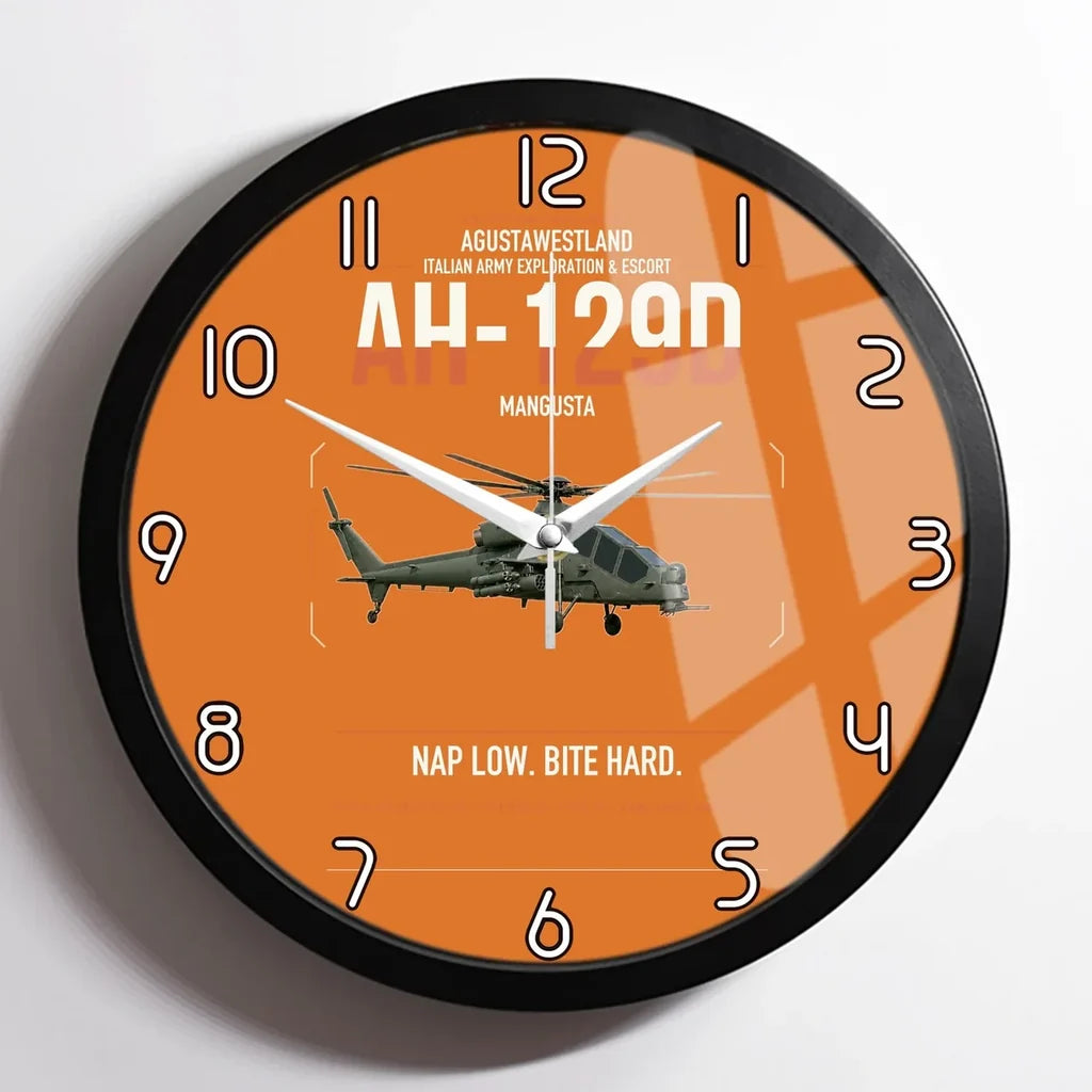 AgustaWestland AH-129D Mangusta design on orange framed wall clock