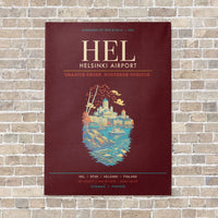 Thumbnail for Helsinki Airport HEL - Canvas Framed - Dark Red
