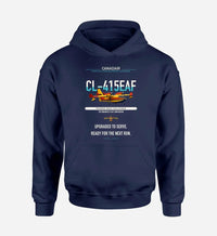 Thumbnail for Canadair CL-415EAF design on navy blue double-side hoodie, single-side print