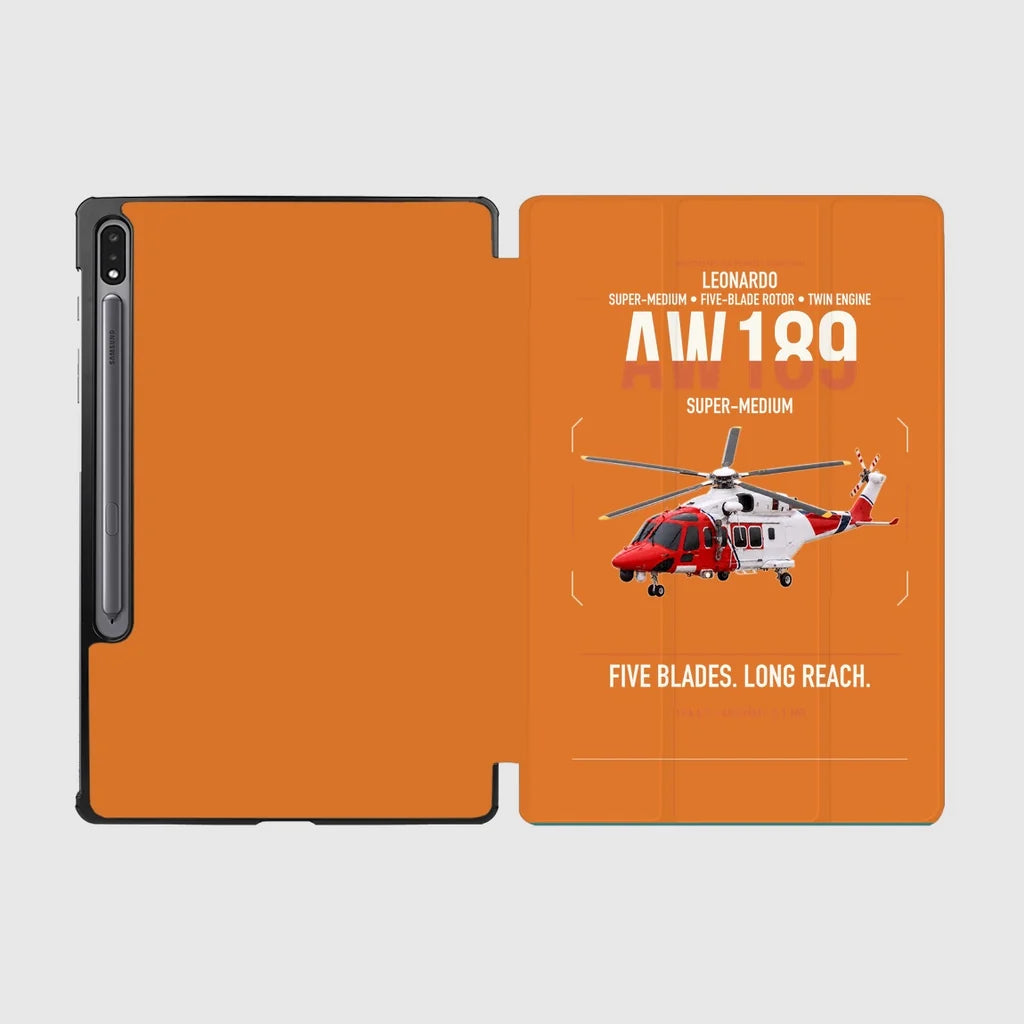 Leonardo AW189 design on orange samsung tablet tablet case