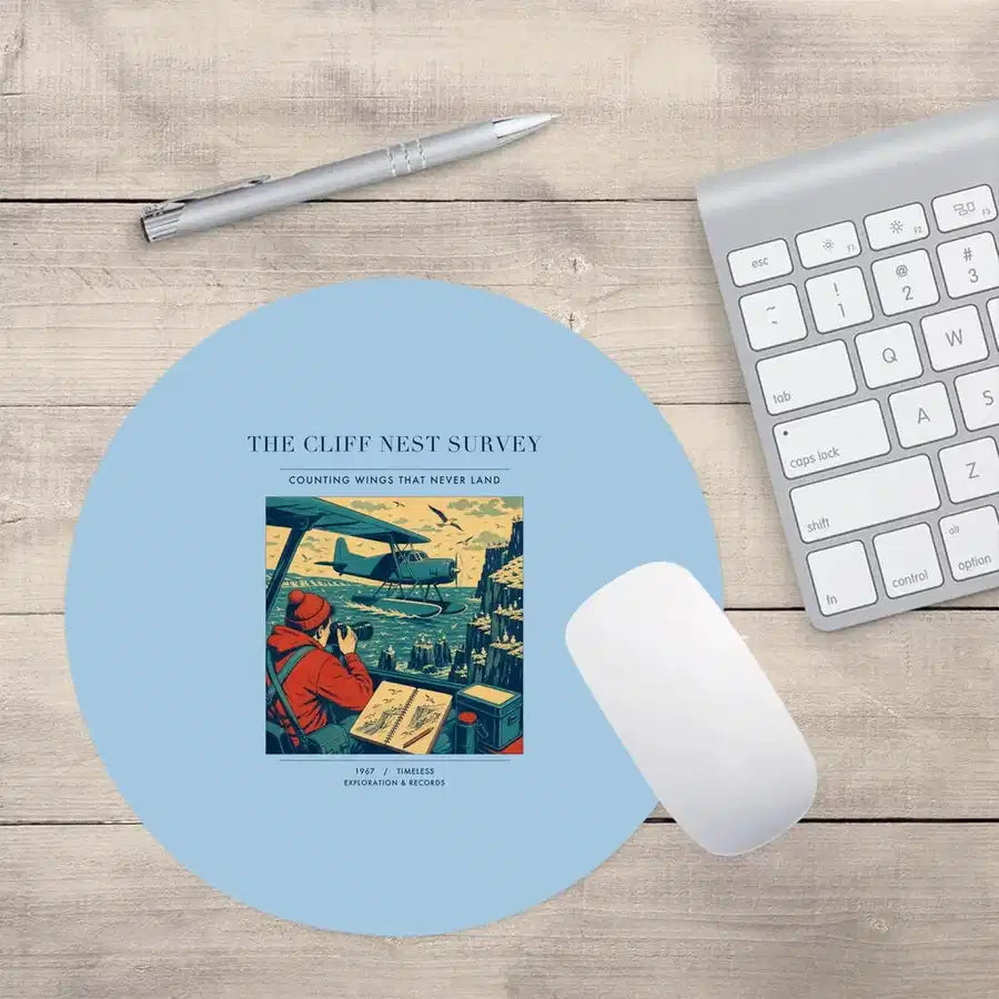 VINTAGE G4363 - The Cliff Nest Survey - Designed Mouse Pads design on lightblue round