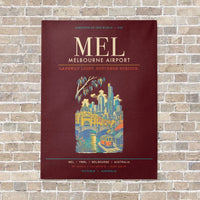 Thumbnail for Melbourne Airport MEL - Canvas Framed - Dark Red