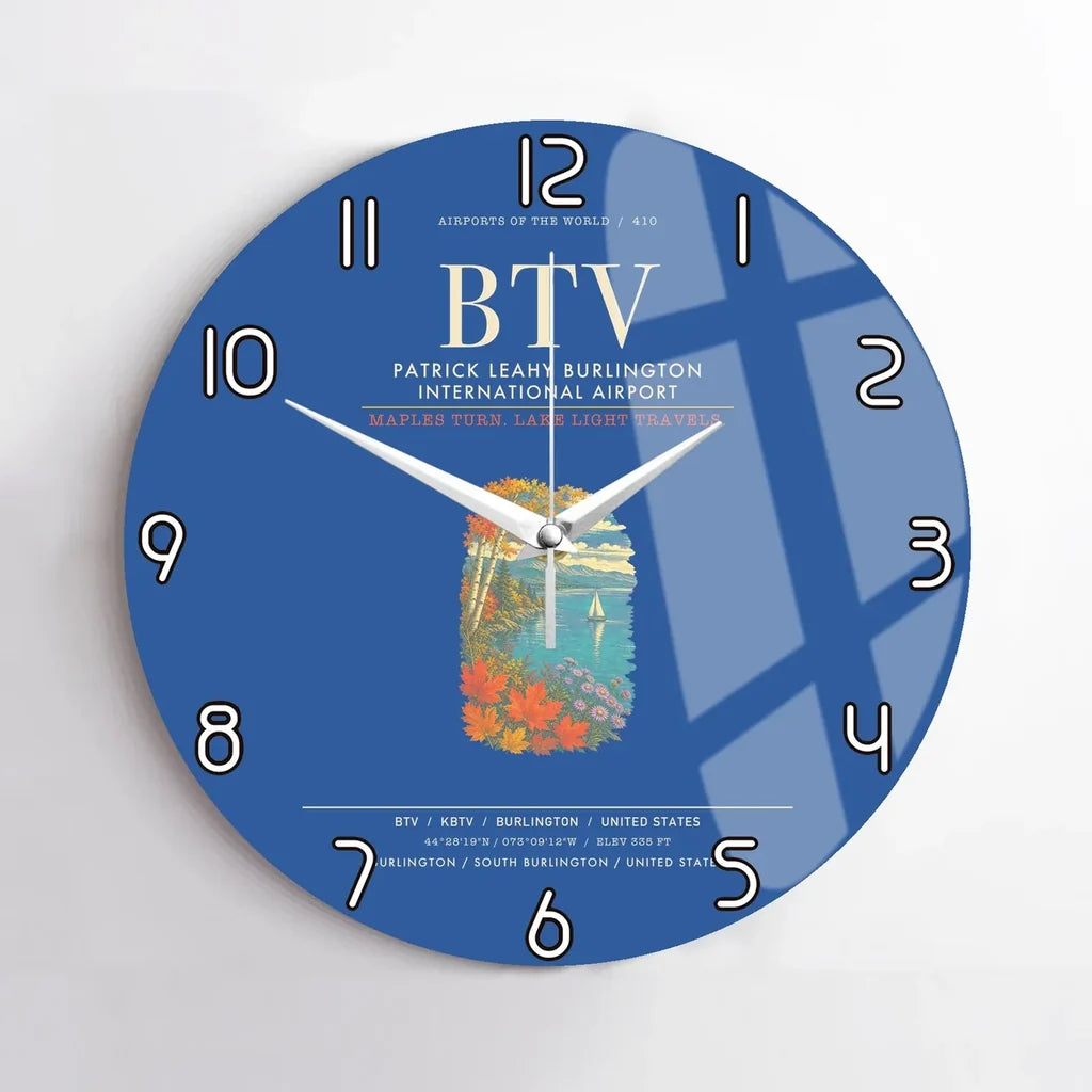 Patrick Leahy Burlington International Airport BTV Wall-Clock No-Frame - Blue