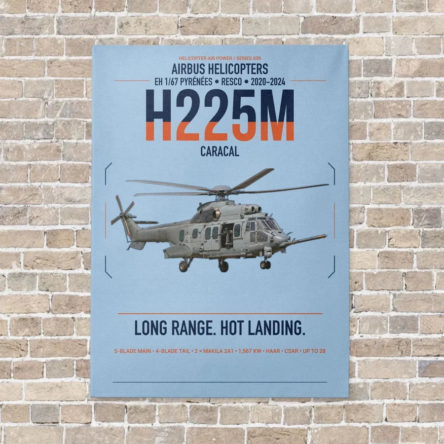 Airbus Helicopters H225M Caracal vertical canvas print - no frame - light blue background