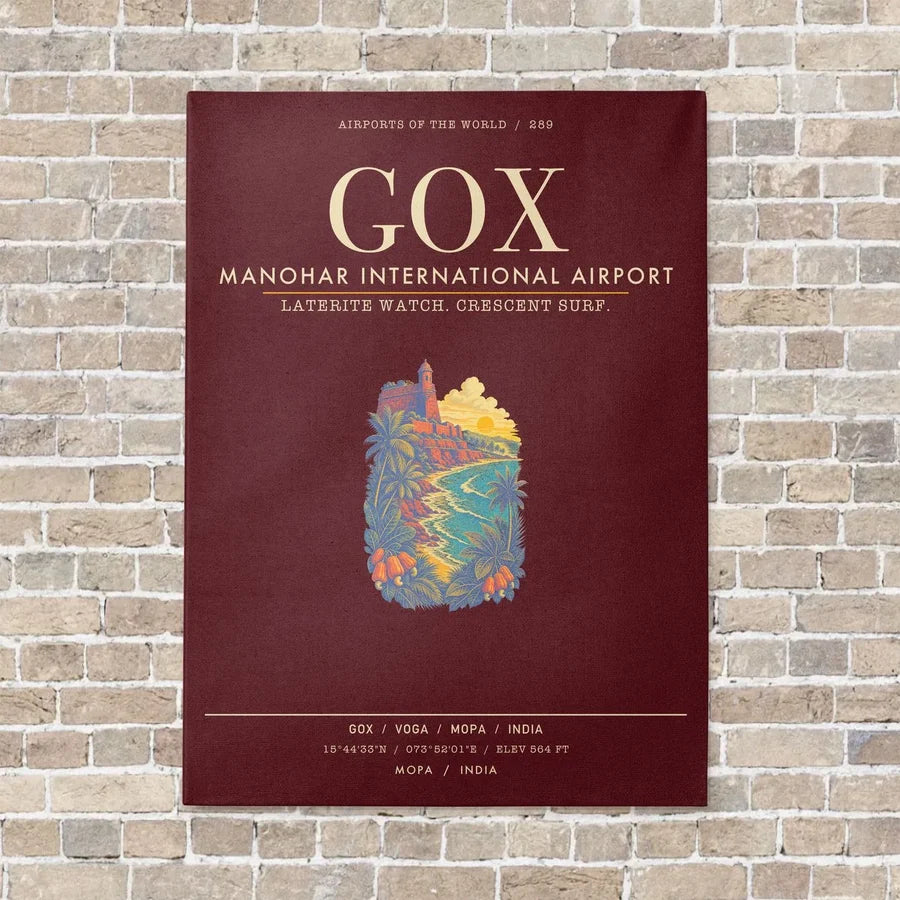 Manohar International Airport Mopa GOX - Canvas Framed - Dark Red