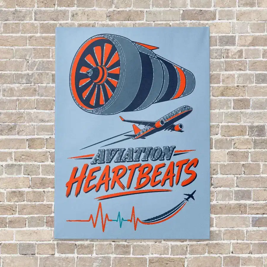 Aviation Heartbeats V2 vertical canvas print - no frame - light blue background