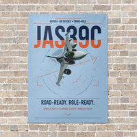 Thumbnail for Saab JAS 39C Gripen vertical canvas print - no frame - light blue background
