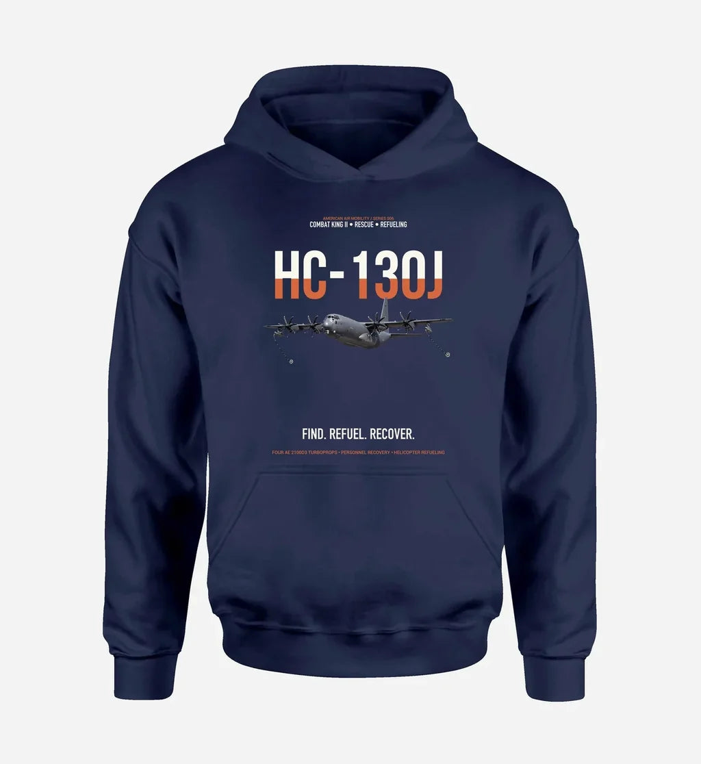 HC-130J COMBAT KING II design on navy blue double-side hoodie, single-side print
