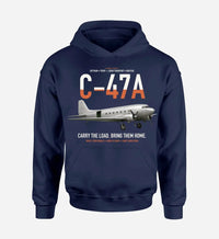Thumbnail for C-47A Skytrain design on navy blue double-side hoodie, single-side print