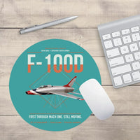 Thumbnail for F-100D Super Sabre design on turquoise round mouse pad