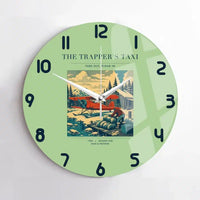 Thumbnail for VINTAGE G4192 - The Trapper's Taxi - Designed Wall Clocks design on lightgreen no-frame