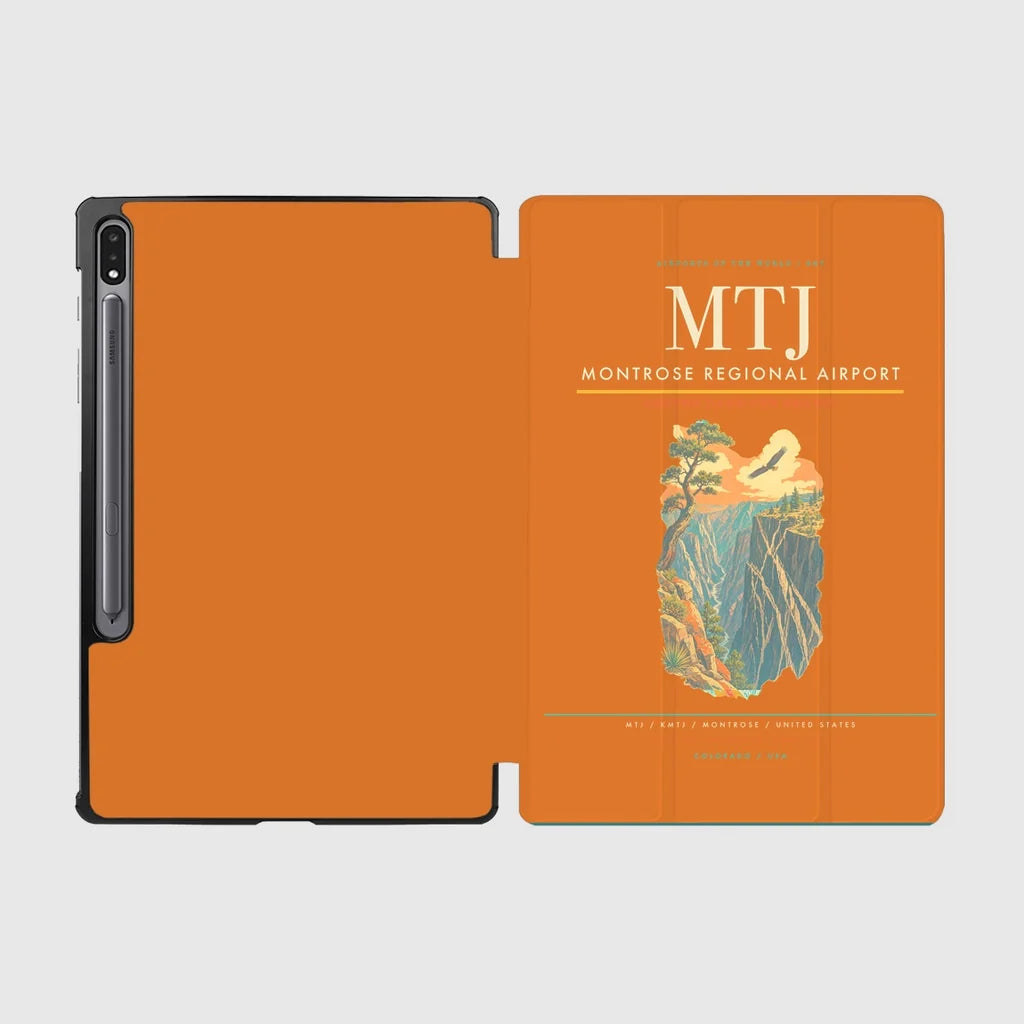 Montrose Regional Airport (MTJ) design on orange samsung tablet tablet case