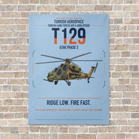 Thumbnail for Turkish Aerospace T129 ATAK Phase 2 vertical canvas print - no frame - light blue background