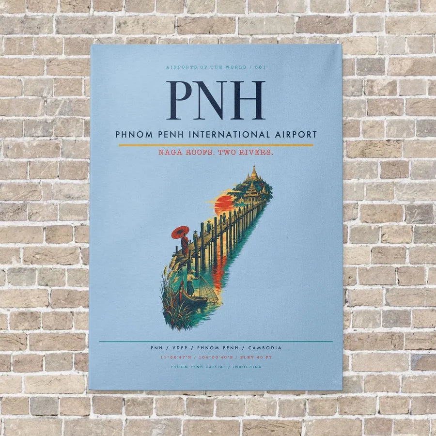 Phnom Penh International Airport PNH vertical canvas print - no frame - light blue background