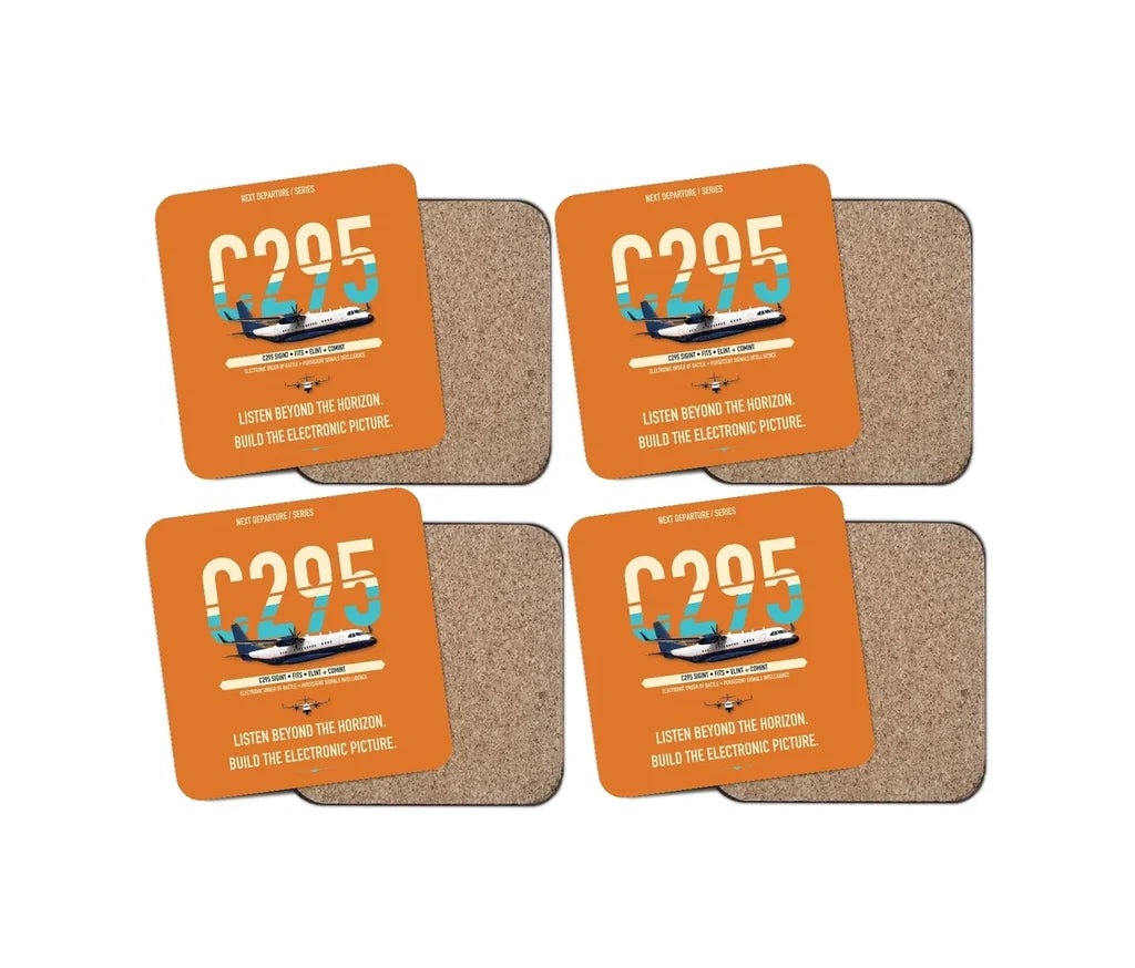 Airbus C295 SIGINT design on orange 4 pieces set coaster