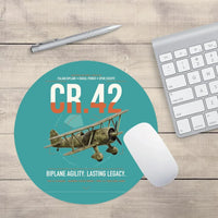 Thumbnail for Fiat CR.42 Falco design on turquoise round mouse pad
