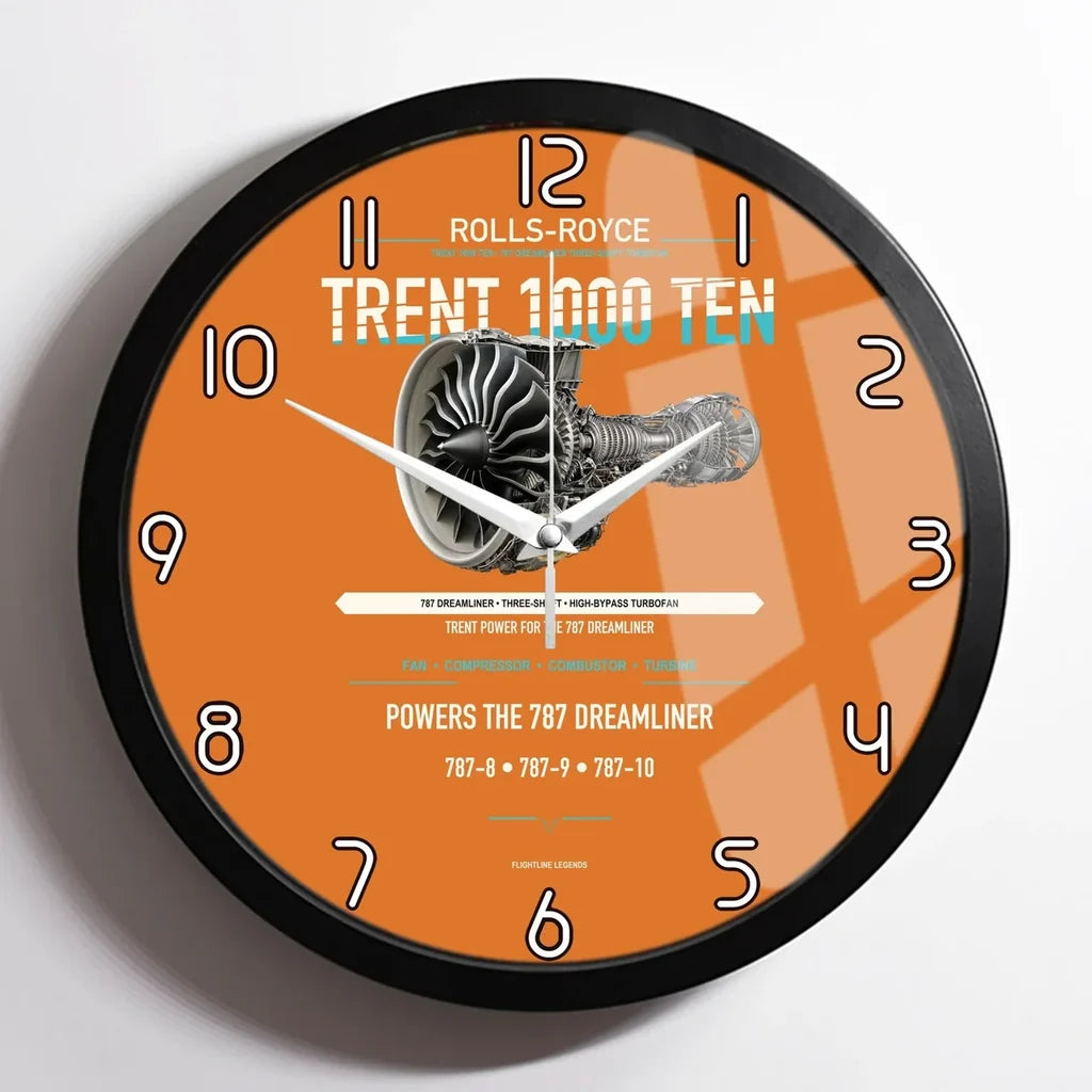 TRENT 1000 TEN design on orange framed wall clock