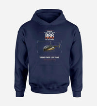 Thumbnail for Robinson R66 design on navy blue double-side hoodie, single-side print