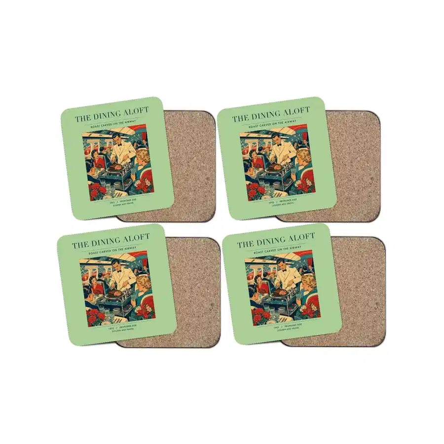The Dining Aloft - Designed Coasters design on light green 4-pieces-set