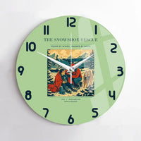Thumbnail for VINTAGE G4281 - The Snowshoe Rescue - Designed Wall Clocks design on lightgreen no-frame