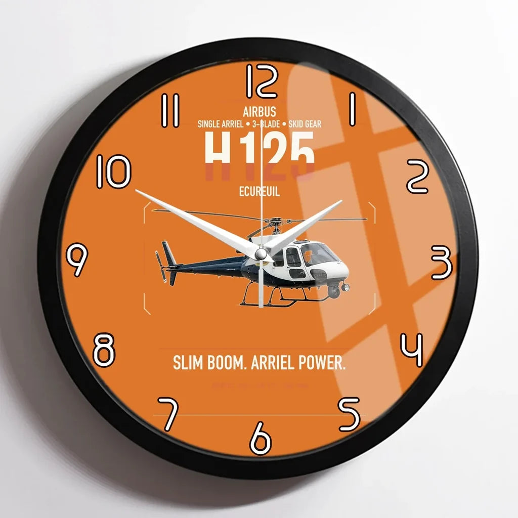 Airbus H125 design on orange framed wall clock