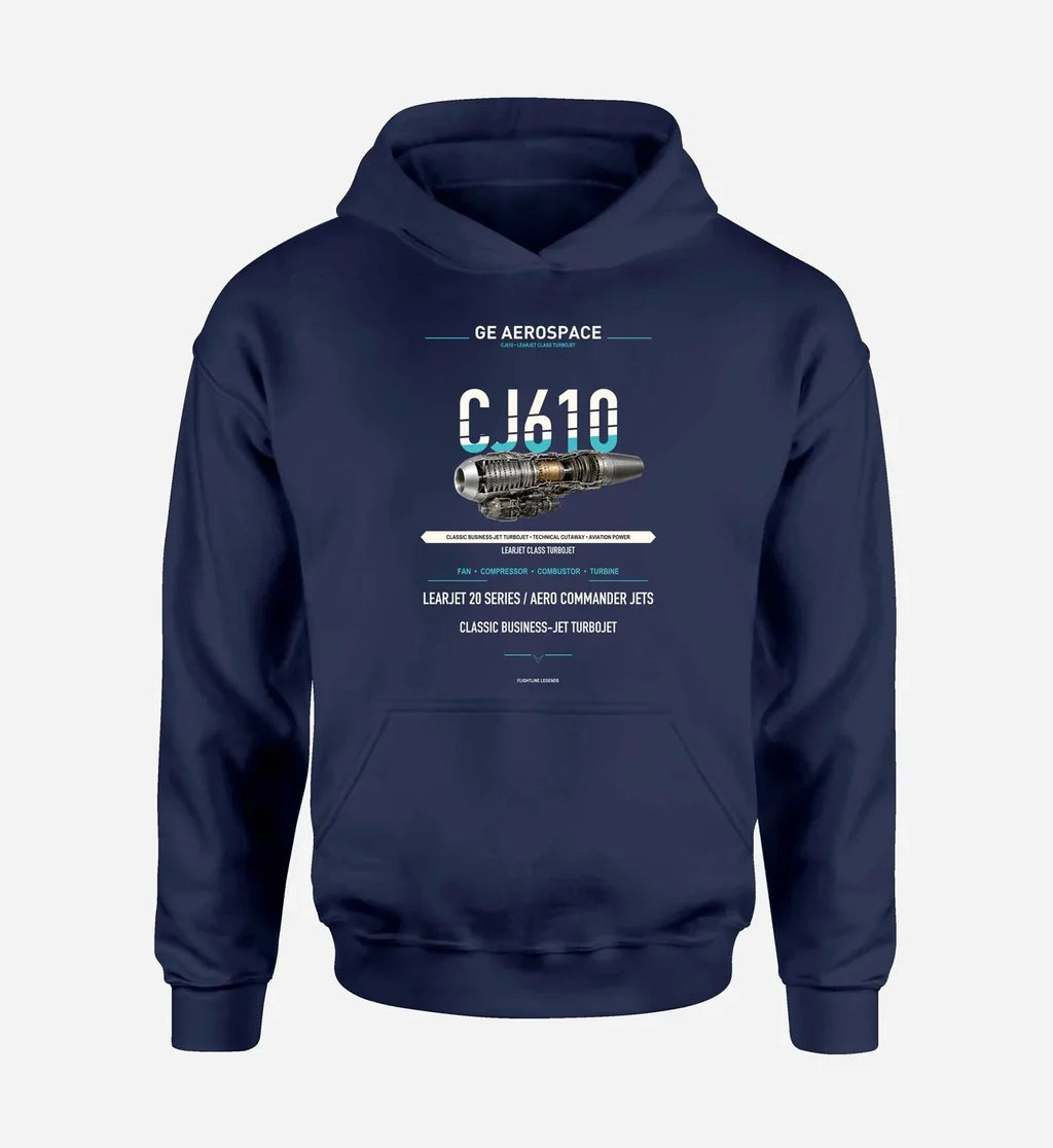 CJ610 design on navy blue hoodie single side