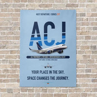 Thumbnail for Airbus ACJ TwoTwenty vertical canvas print - no frame - light blue background