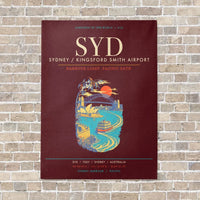 Thumbnail for Sydney Kingsford Smith Airport SYD - Canvas Framed - Dark Red