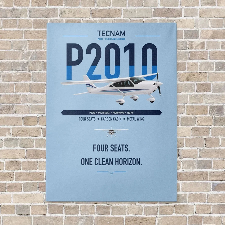 Tecnam P2010 vertical canvas print - no frame - light blue background