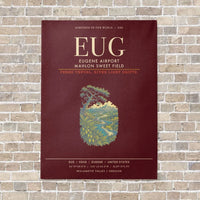 Thumbnail for Eugene Airport Mahlon Sweet Field EUG - Canvas Framed - Dark Red