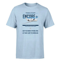 Thumbnail for Cessna Citation Encore+ design on light blue double-side t-shirt, single-side print