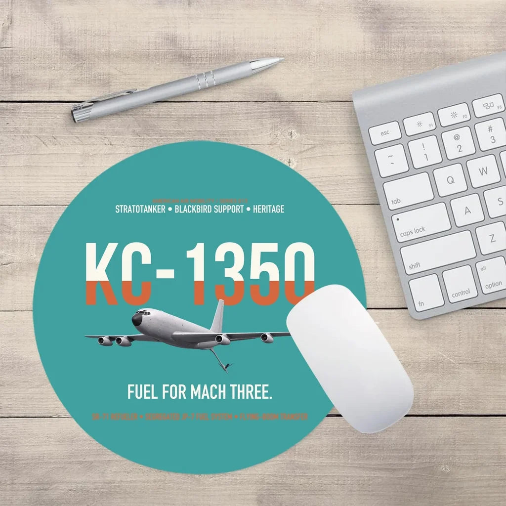 KC-135Q Blackbird Tanker design on turquoise round mouse pad