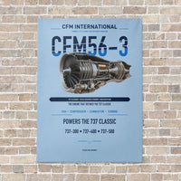 Thumbnail for CFM56-3 vertical canvas print - no frame - light blue background