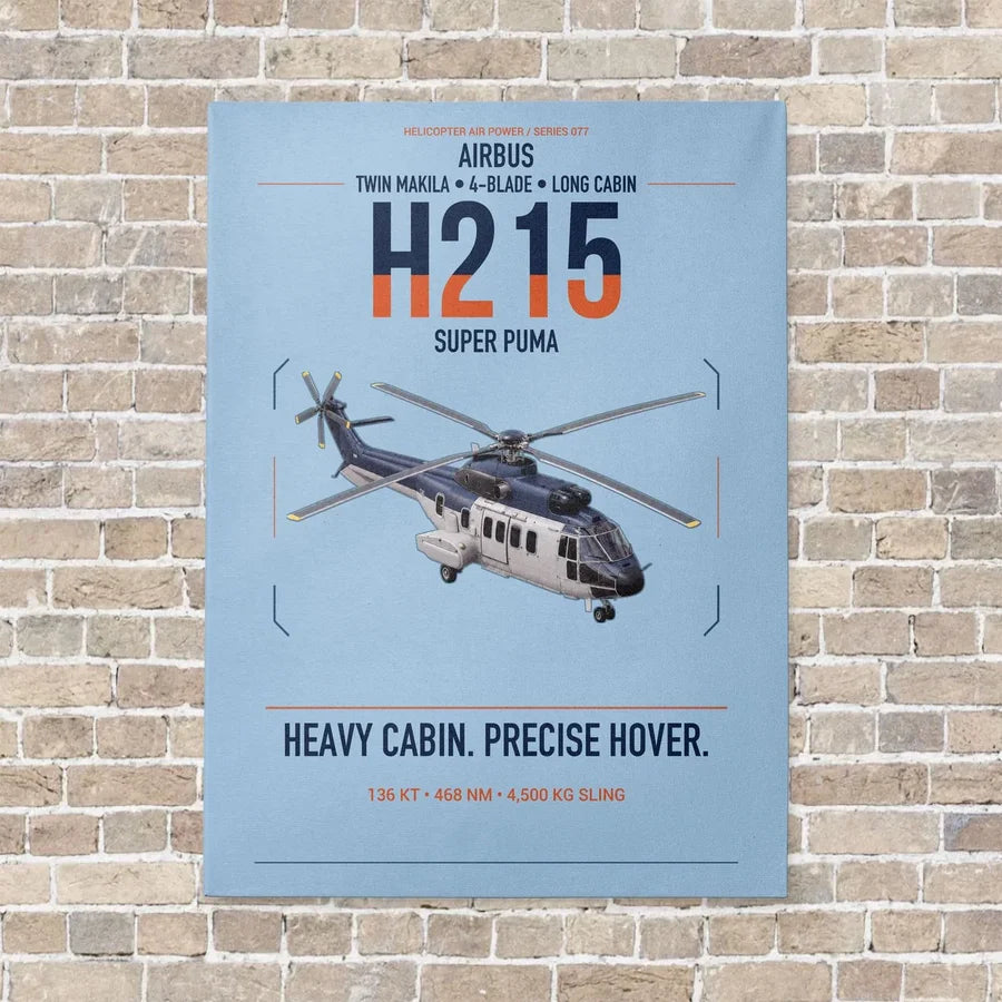 Airbus H215 vertical canvas print - no frame - light blue background
