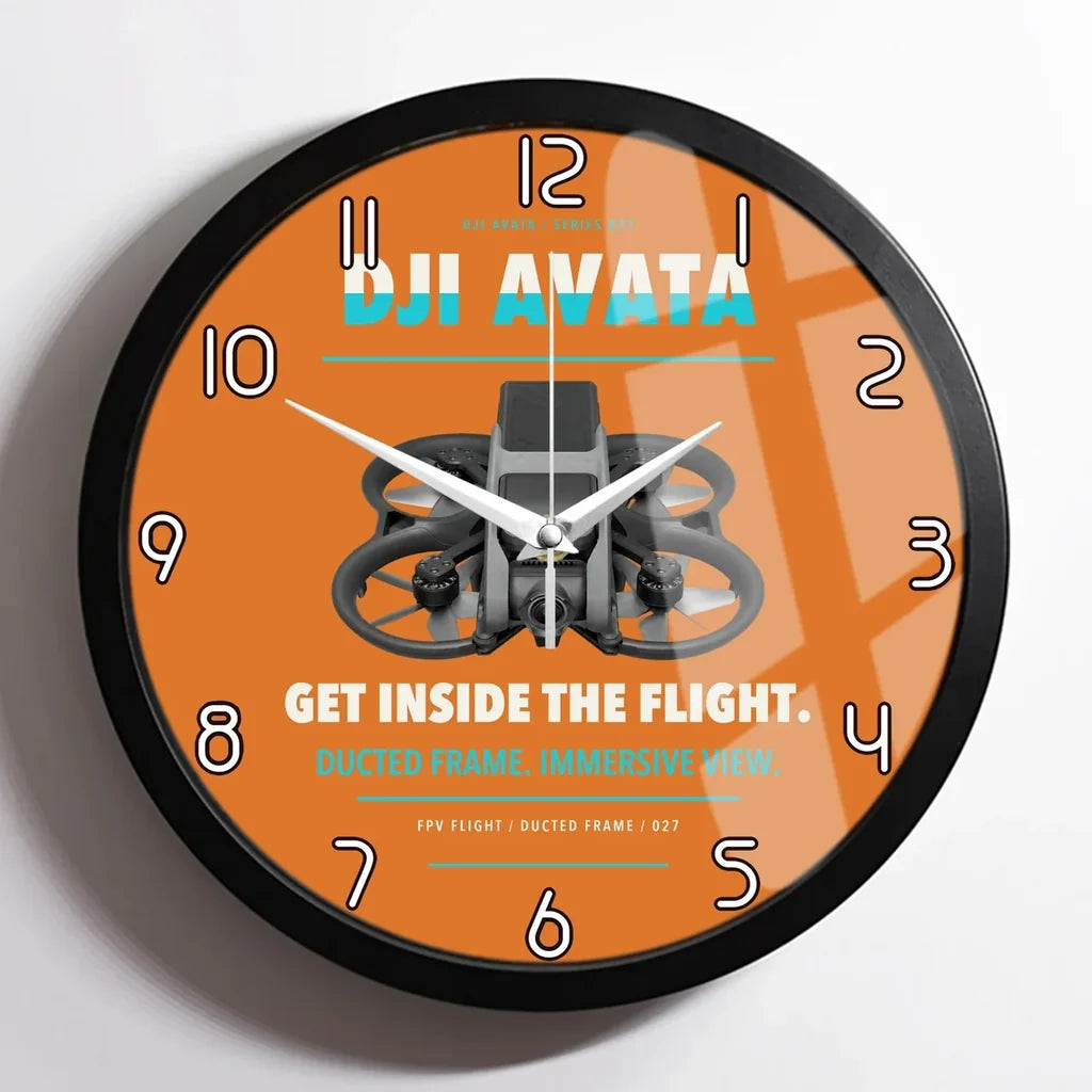 DJI Avata design on orange framed wall clock