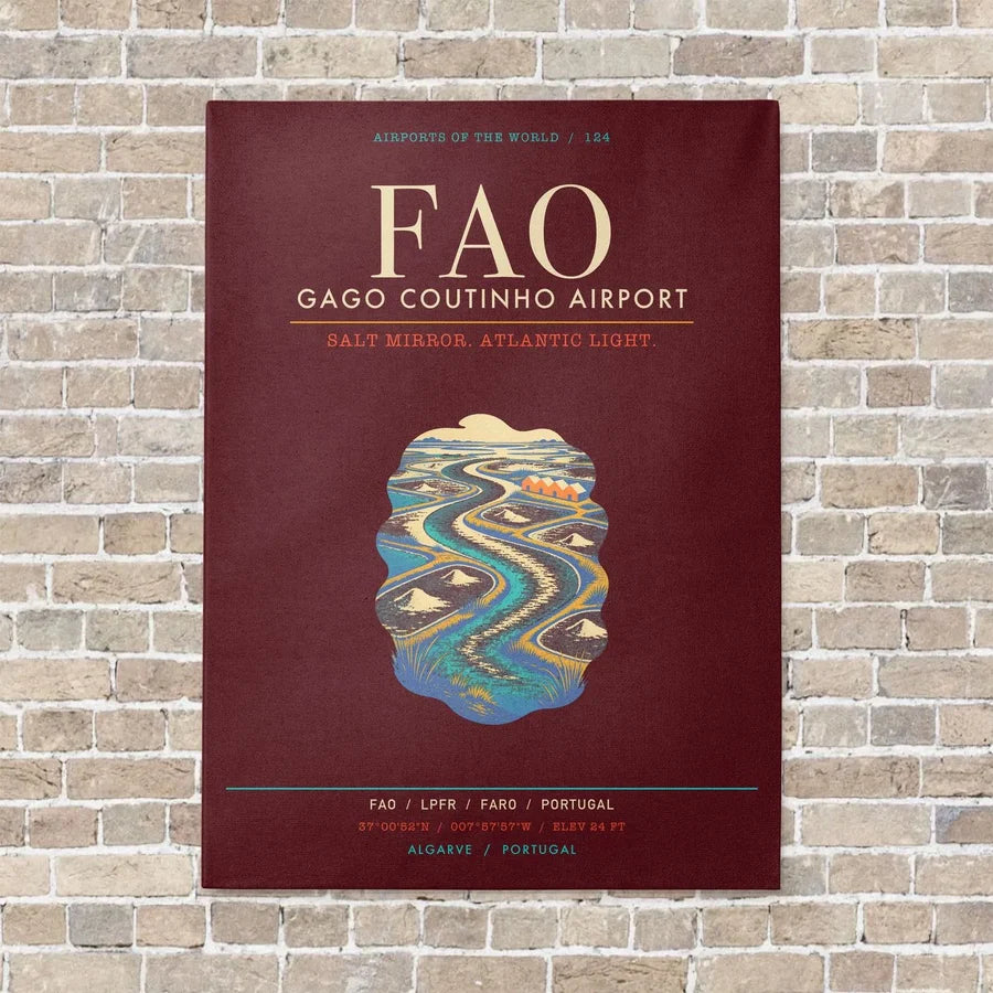 Gago Coutinho Airport Faro FAO - Canvas Framed - Dark Red