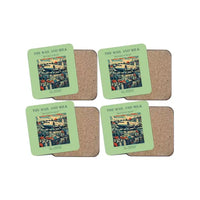 Thumbnail for The Mail And Milk - Designed Coasters design on light green 4-pieces-set