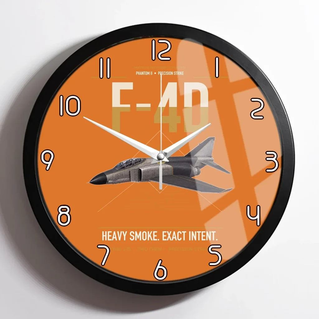 F-4D Phantom II design on orange framed wall clock