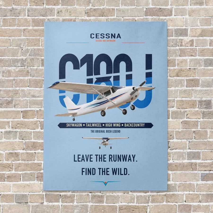 Cessna 180J Skywagon vertical canvas print - no frame - light blue background