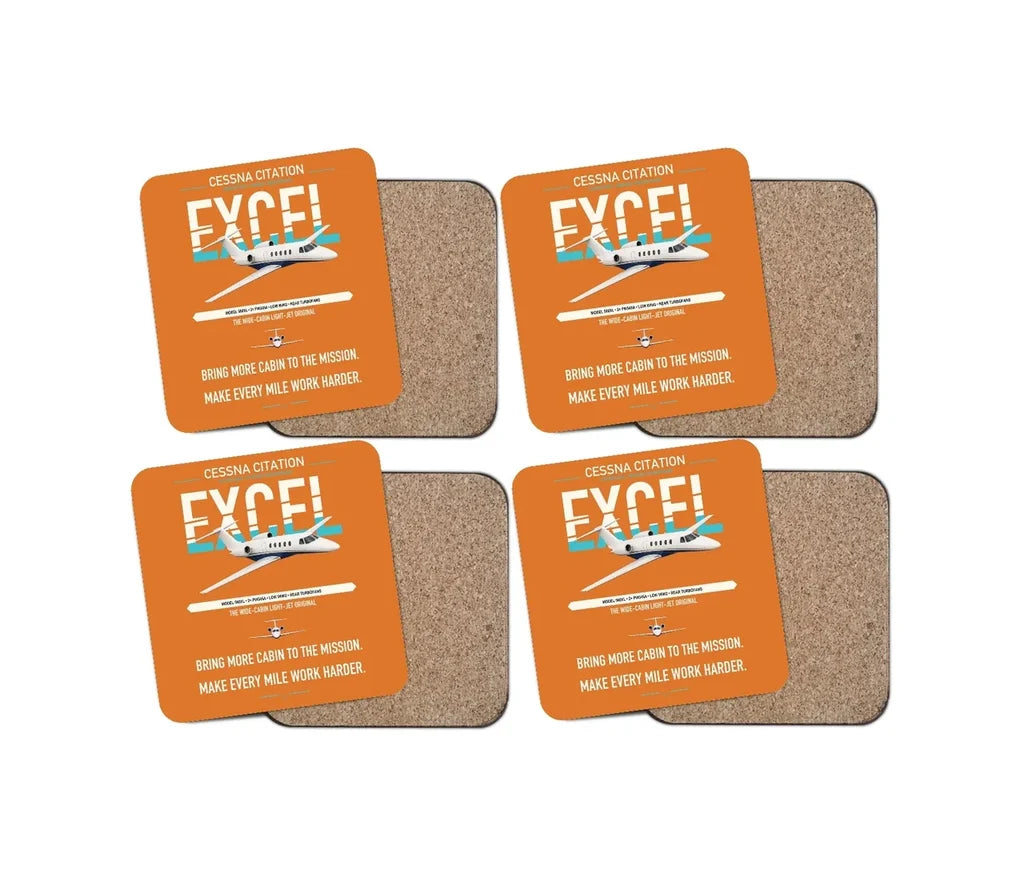 Cessna Citation Excel design on orange 4 pieces set coaster