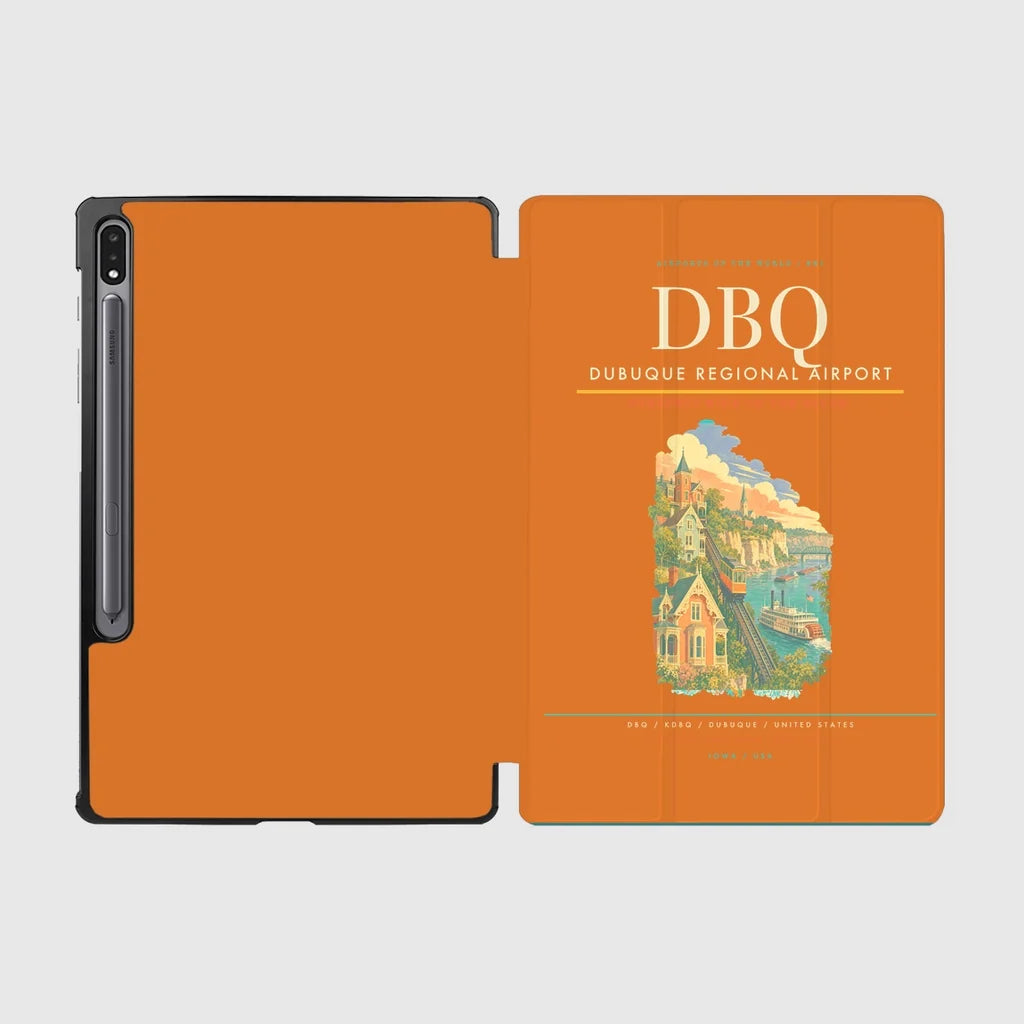 Dubuque Regional Airport (DBQ) design on orange samsung tablet tablet case