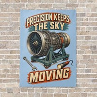 Thumbnail for Precision Keeps The Sky Moving vertical canvas print - no frame - light blue background