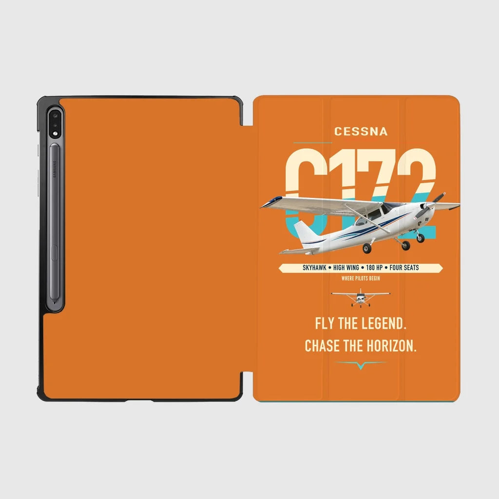 Cessna 172 Skyhawk design on orange samsung tablet tablet case